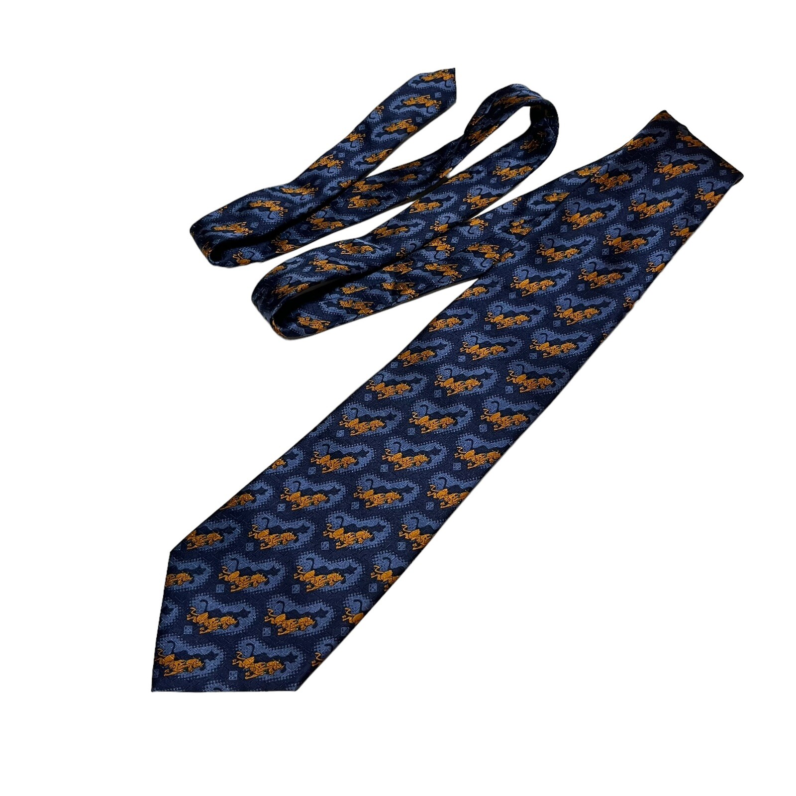 Cartoon Network Vintage Blue Brown Dog Scooby-Do! Pattern Silk Mens Neck Tie 59”