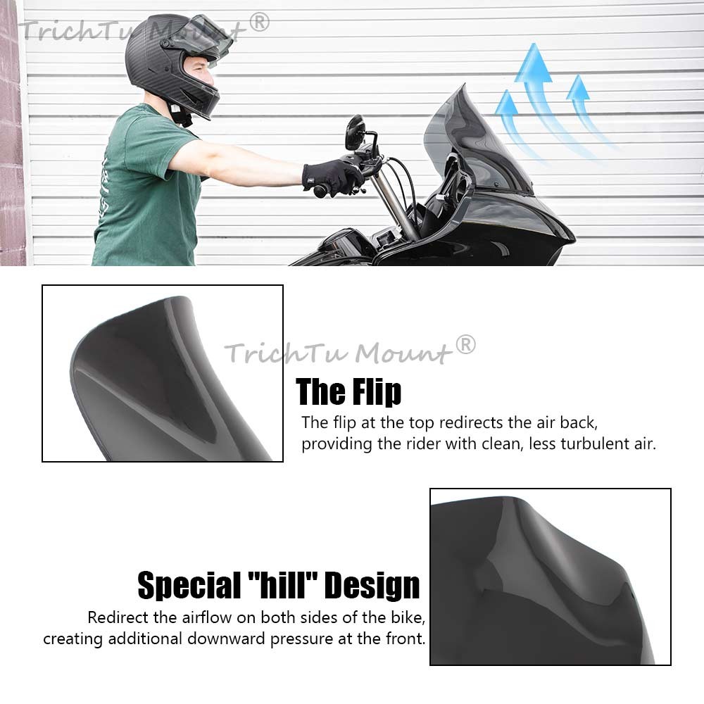 Black Wave Windshield Windscreen For Harley Road Glide FLTR FLTRX 15-2022 Black