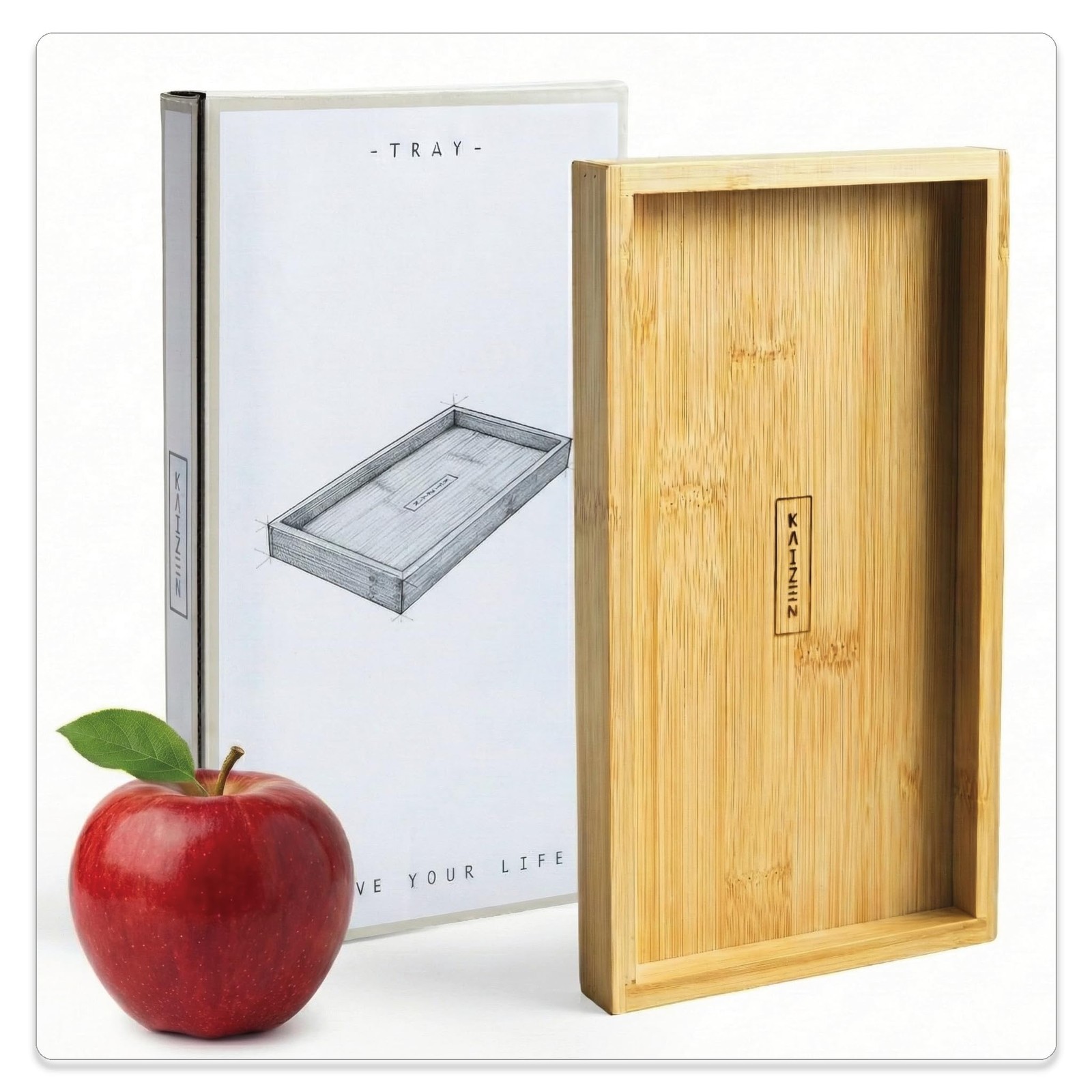 Kaizen Bamboo Utensil Drawer Organizer Tray - Premium Tray, Natural