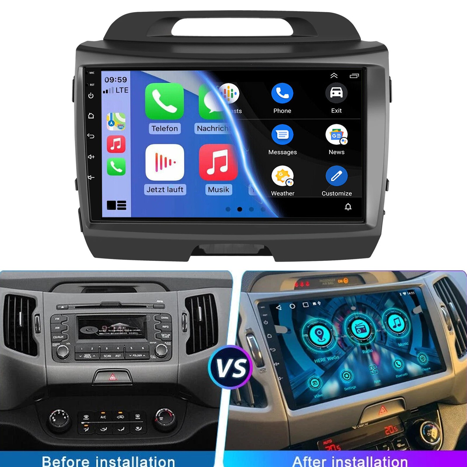 9" For KIA Sportage 3 2010-2016 Android 15 Car Stereo Radio Carplay GPS Navi BT