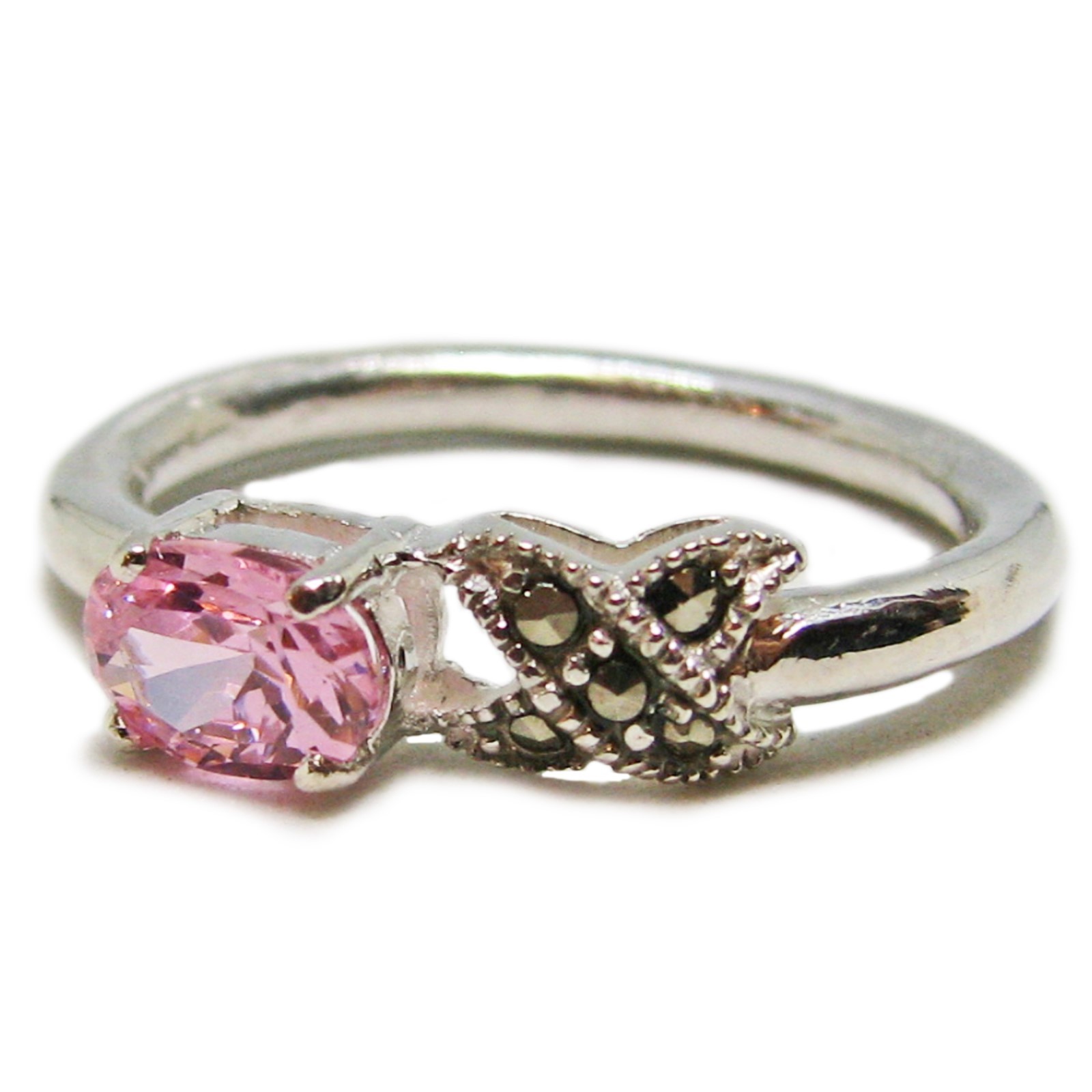 Reclaimed Treasures--Size 9 1/2 Sterling Silver Pink CZ Ring By SoniaMcD