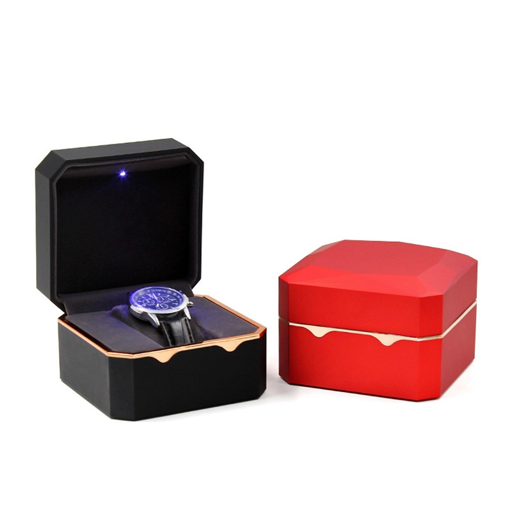 Luxury LED Light Single Watch Case Presentation Display Storage Holder Gift Box
