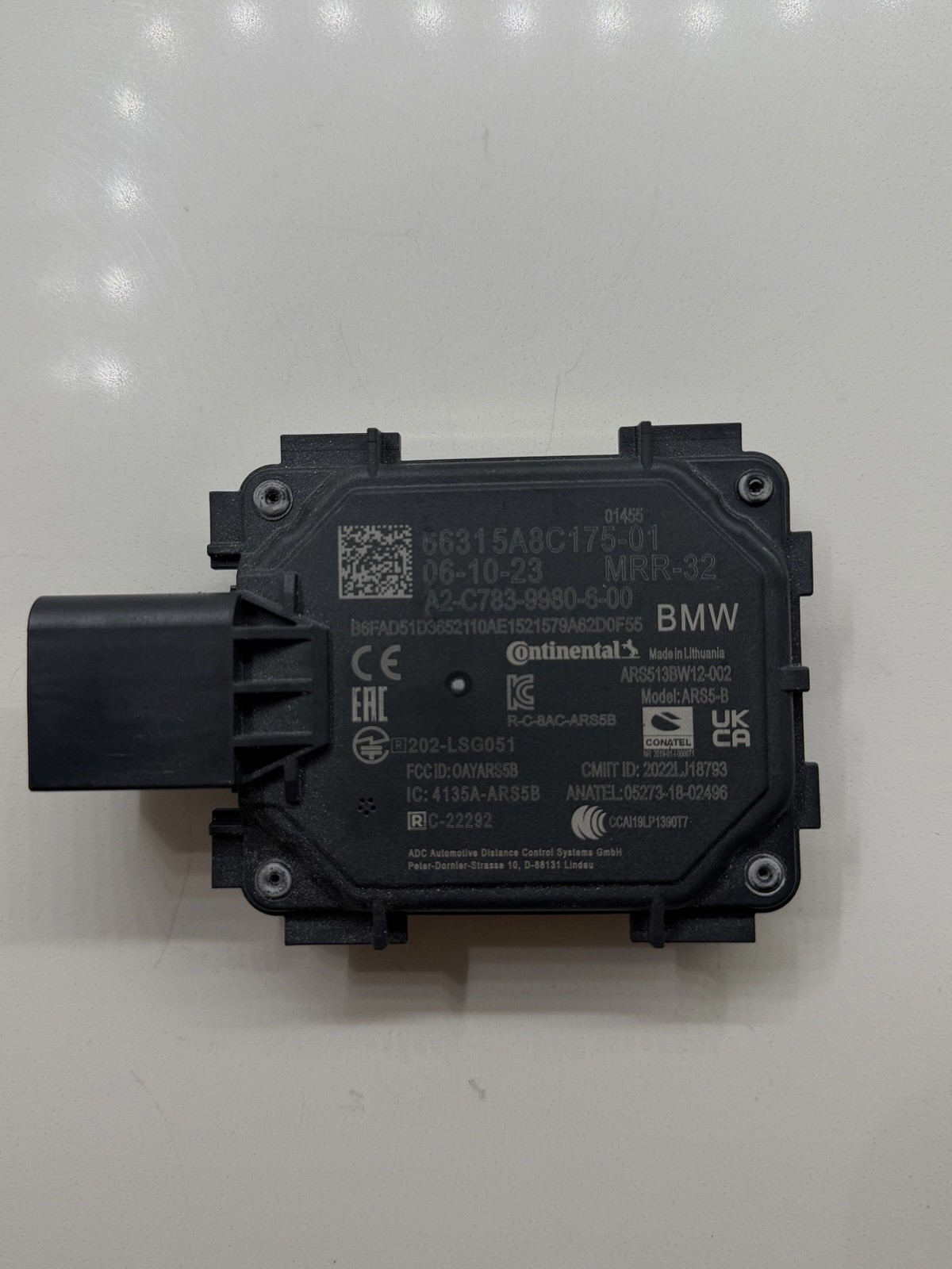OEM BMW Front Radar Distance Sensor Module 66315A8C175-01 G60 G70 U11 X1