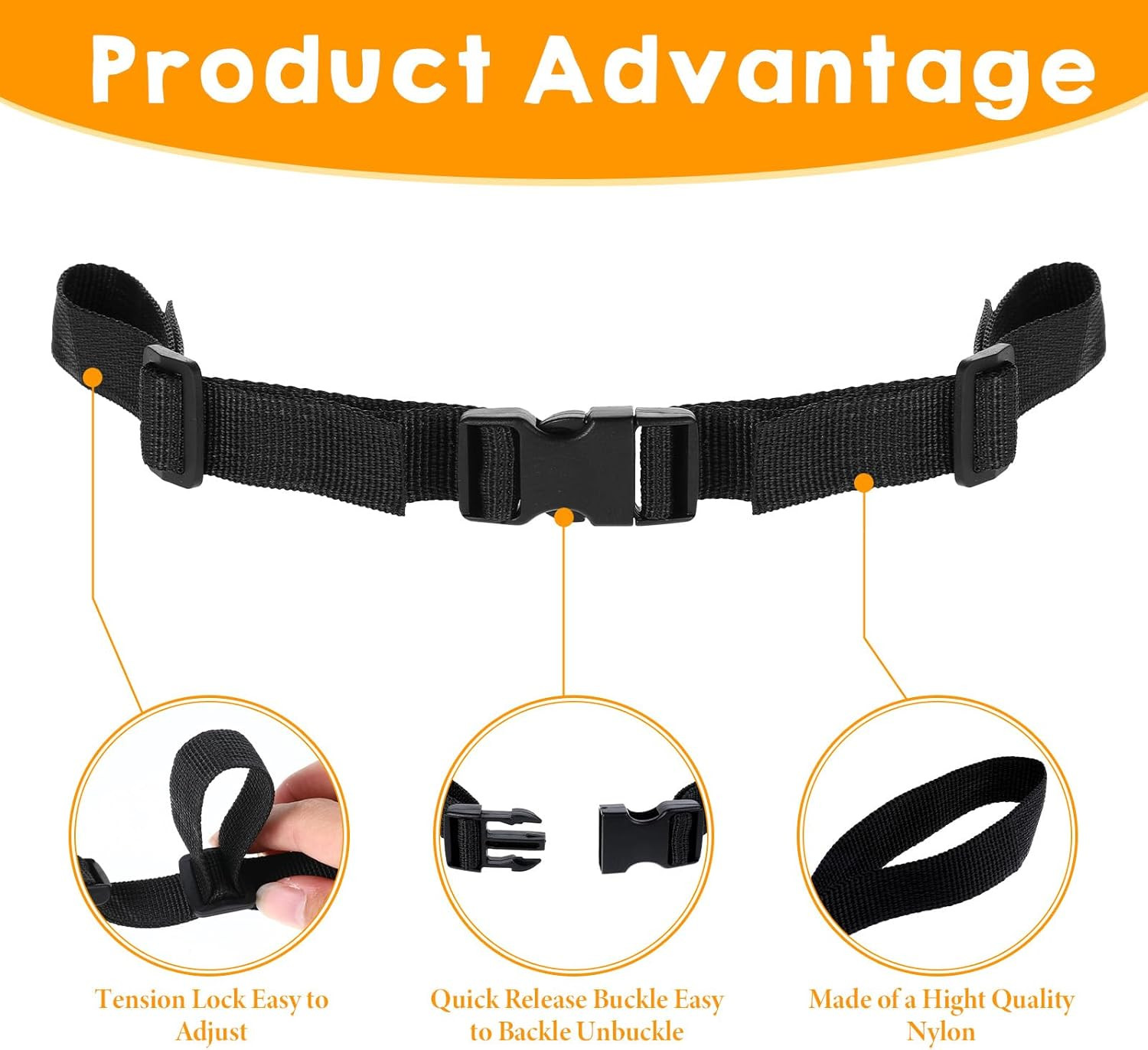 2 Pack Adjustable Backpack Chest Strap, Sternum Straps for Backpacks, Black