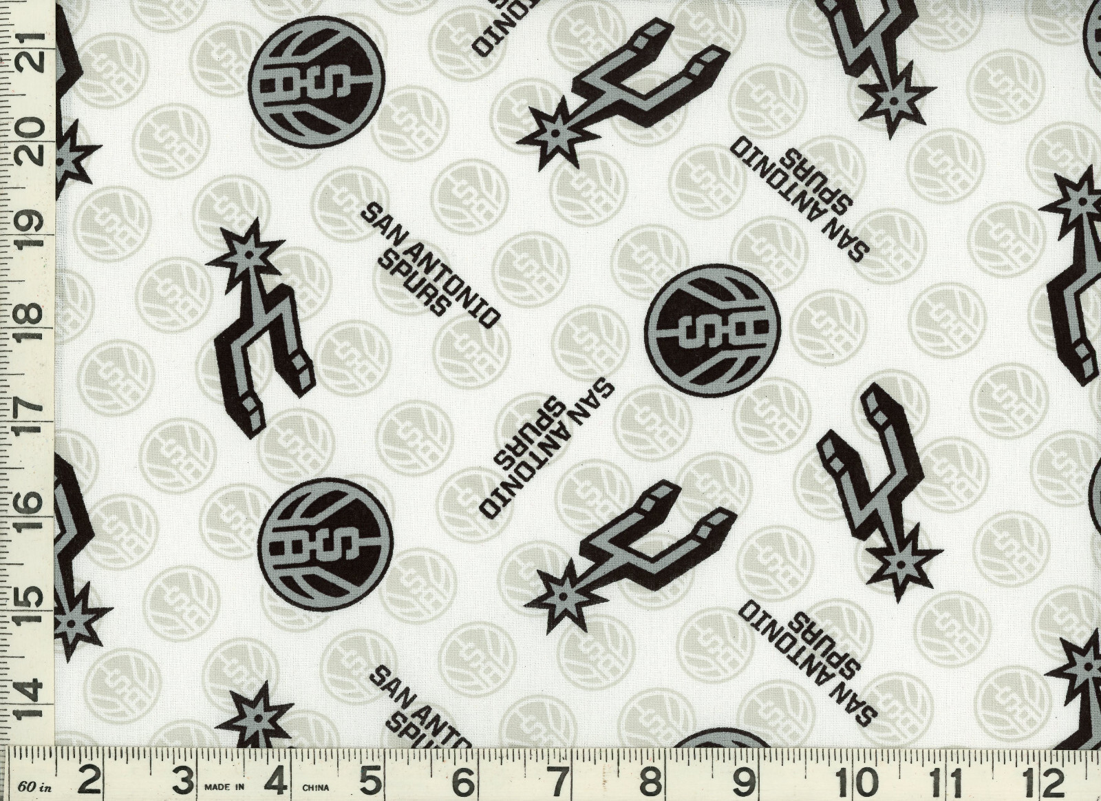 San Antonio Spurs Basketball Logo Quilting Sewing Fabric by the Yard #375