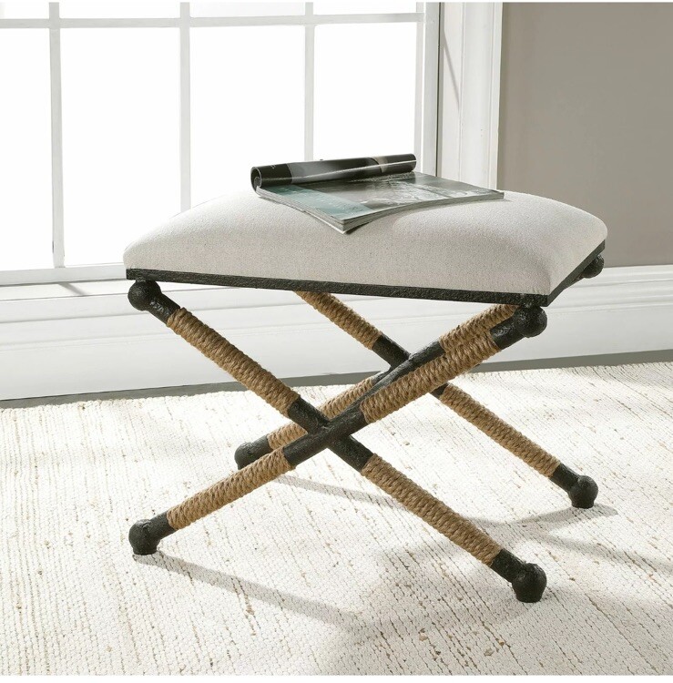 Uttermost 23566 Firth Oatmeal Nautical Small Bench New
