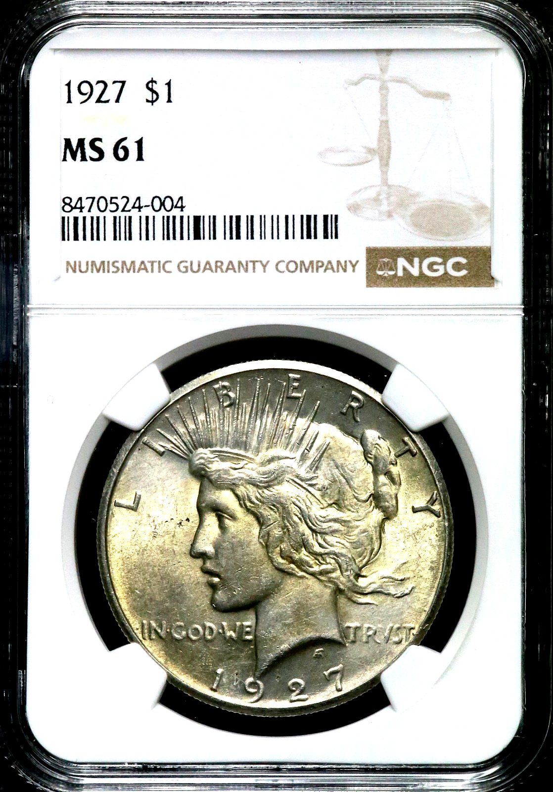 1927 Peace Silver One $1 Dollar - NGC MS 61  CC808