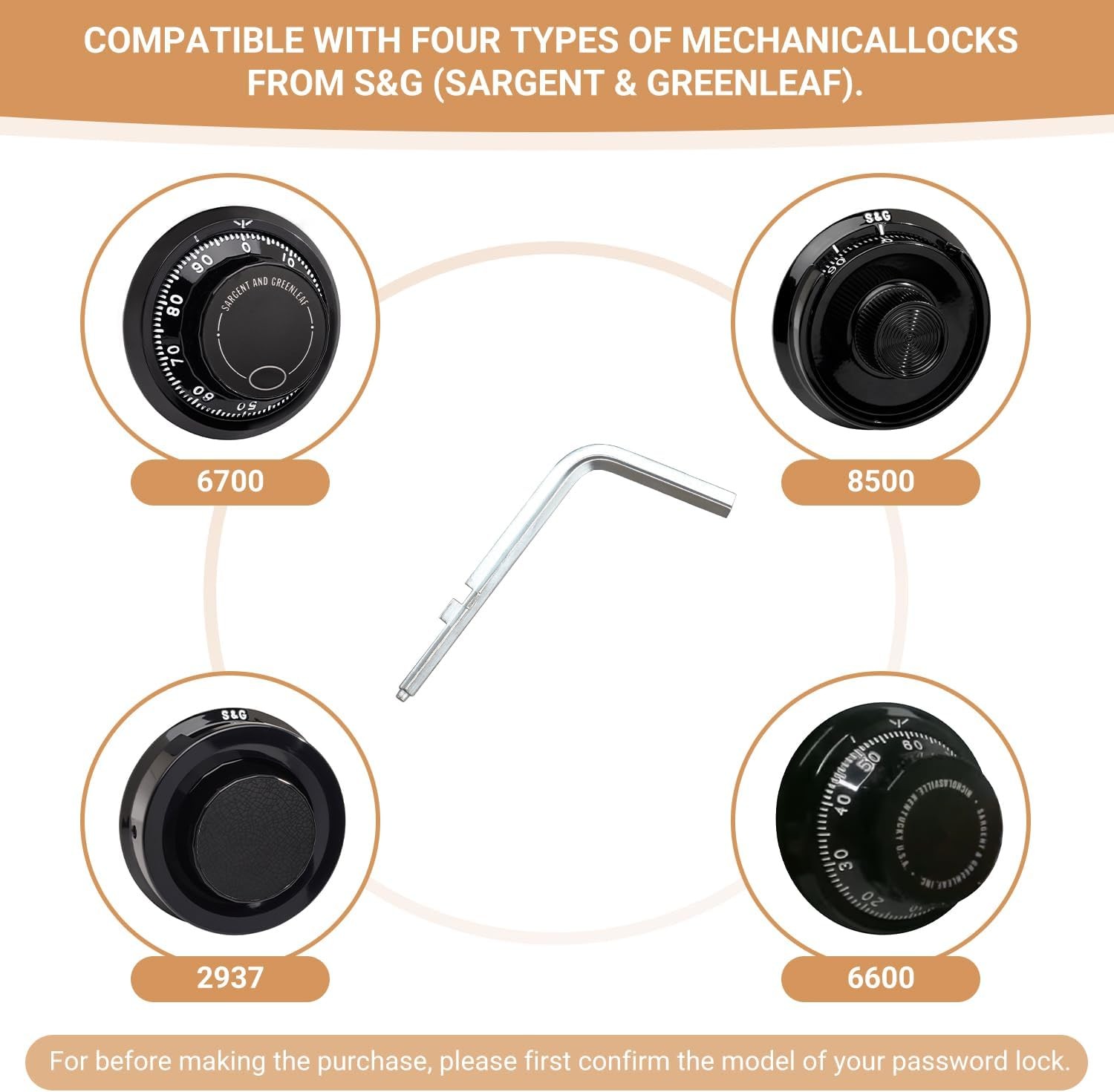 U8 Lock Change Key,Compatible with S&G 3-Wheel Mechanical Safe Locks | For
