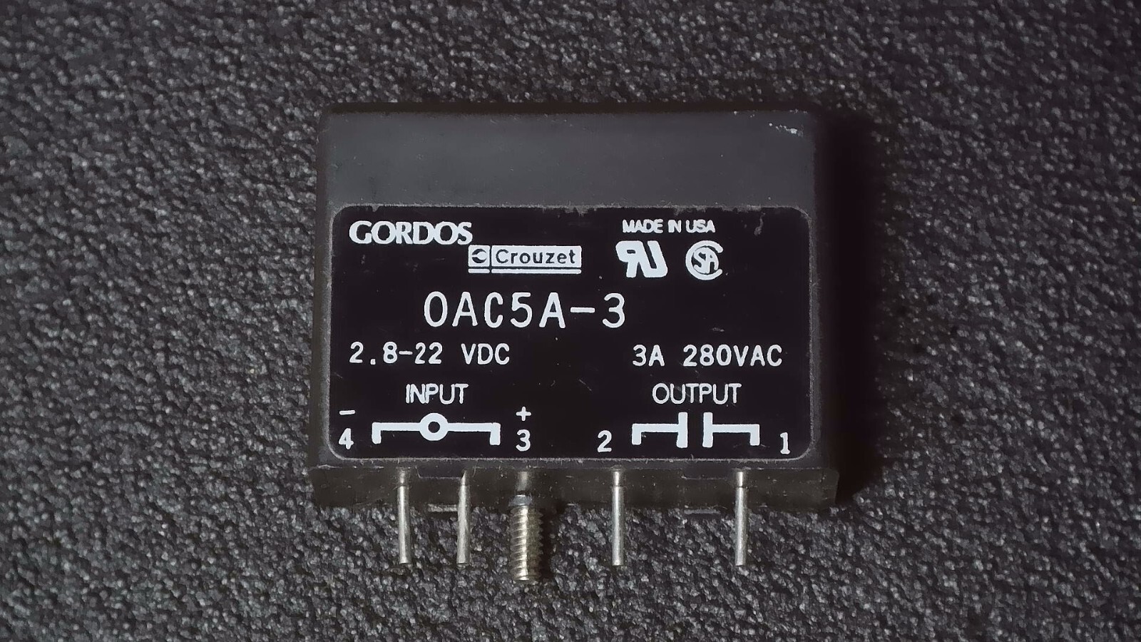 Gordos OAC5A-3 Solid State Relay Module 2.8-22vDC In, 280vAC 3A Out - New