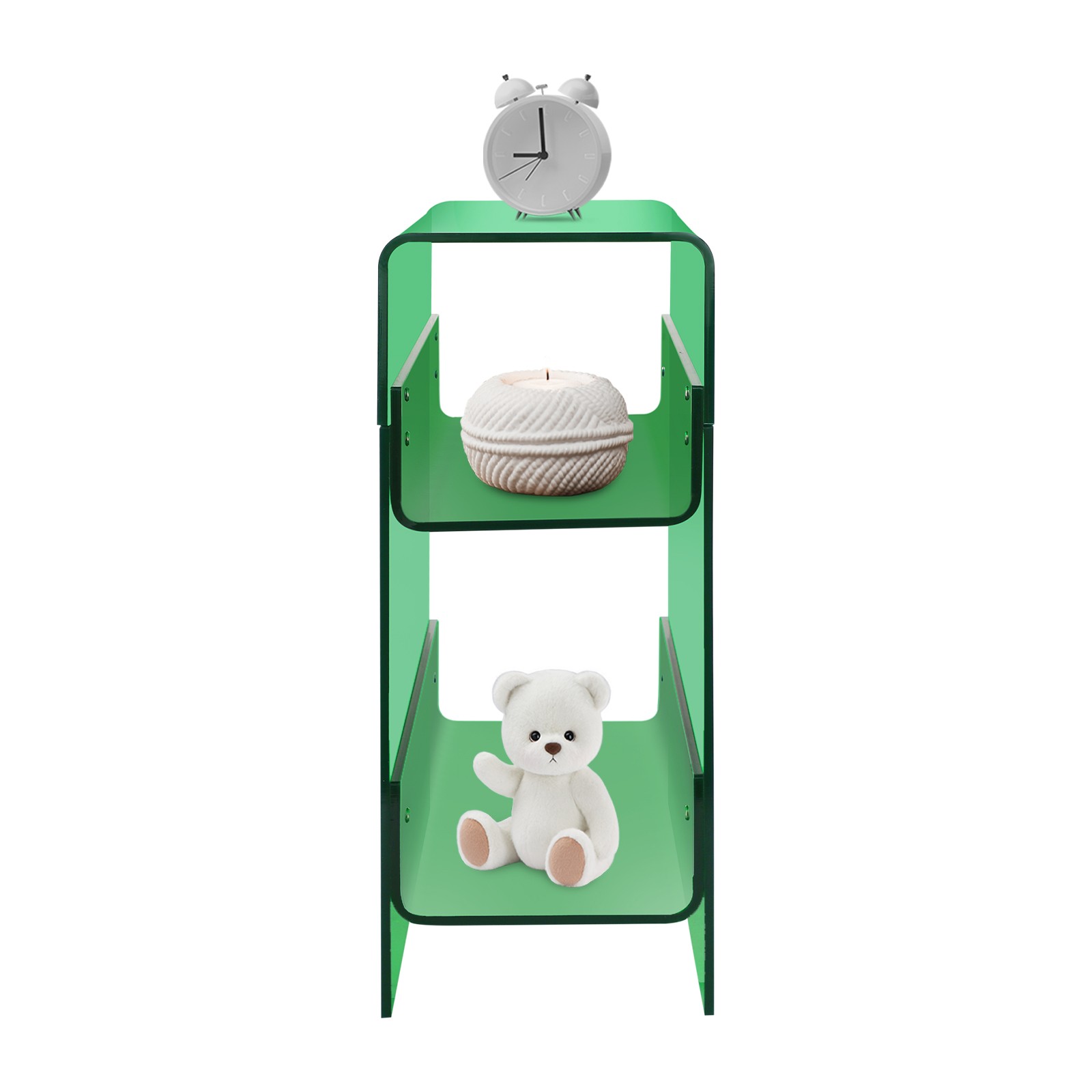 Modern Acrylic Storage Side Table Green 3-Tier Display Shelf for Small Spaces