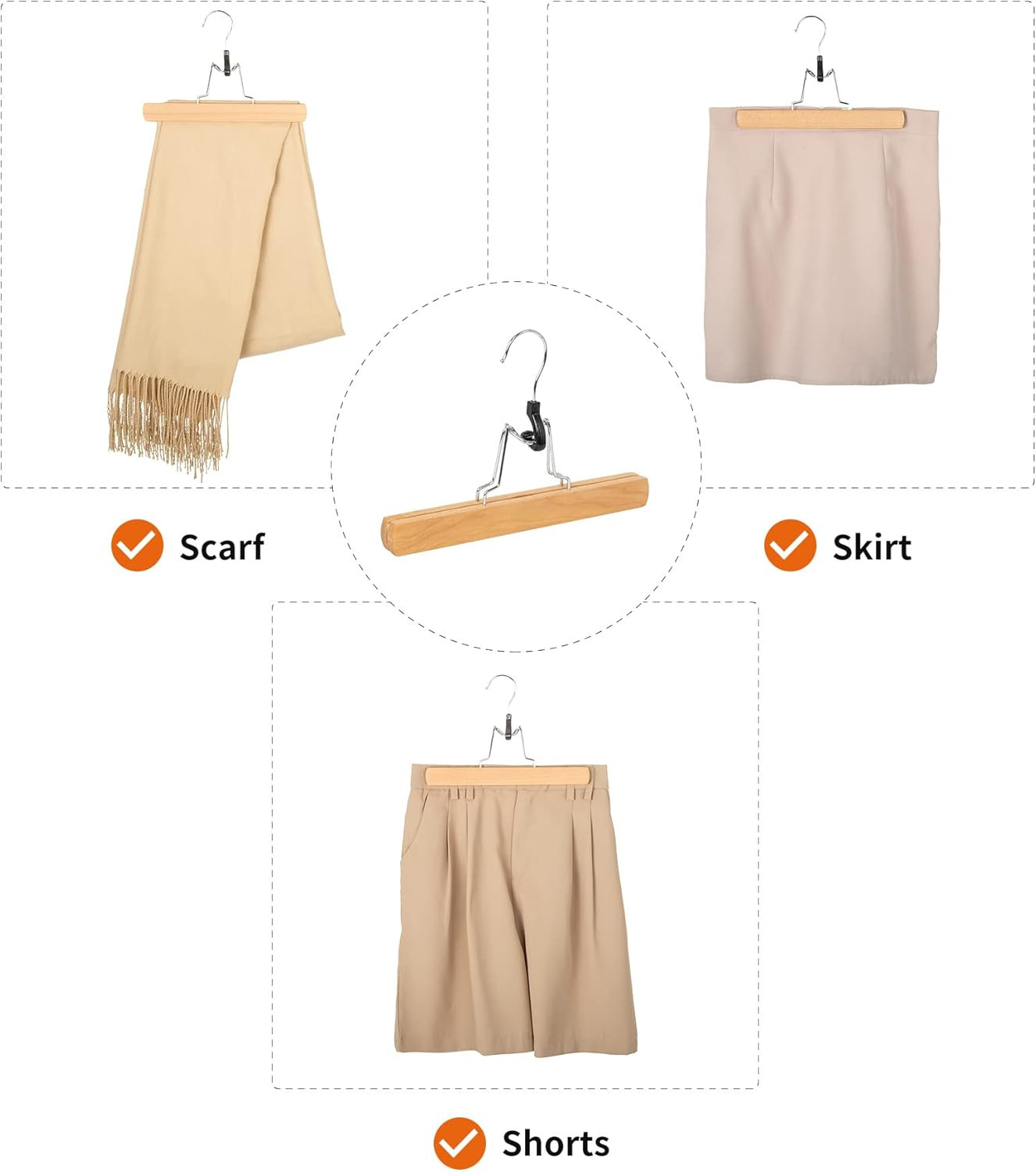 Wooden Pants Hangers - Natural, 20-Pack