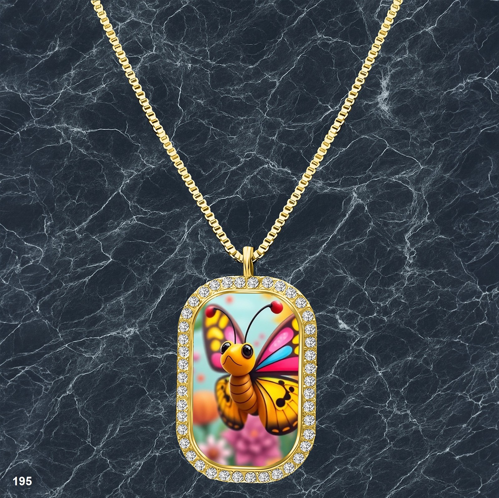 Stunning Colorful Butterfly Pendant Necklace Photo Design Exquisite Gold Tone Co