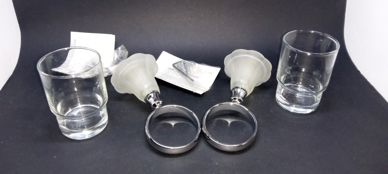 Melard Crystalline Frosted Base Wall-Mounted Glass Tumbler And Holder Set