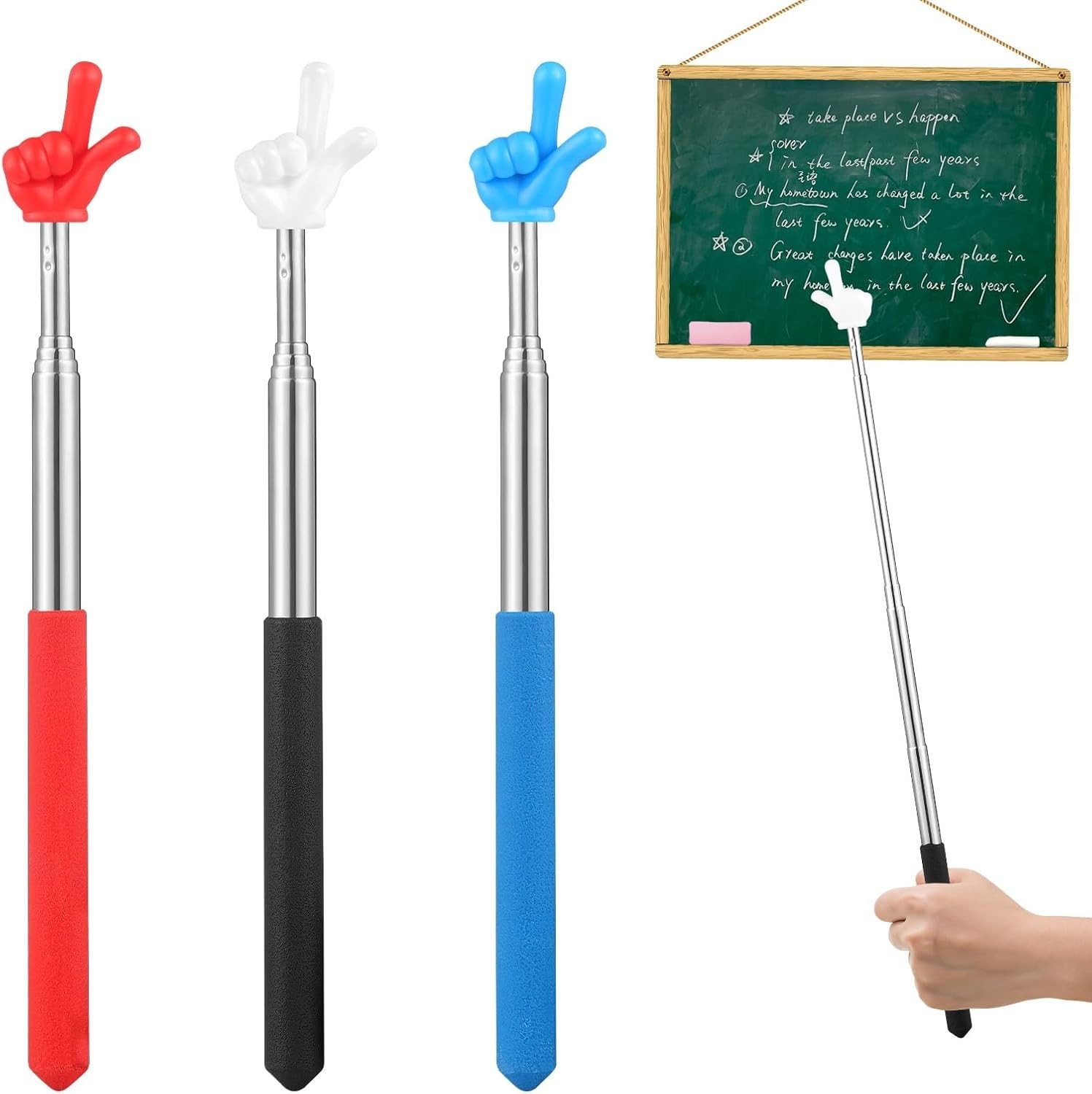 Lonxio 3 Pcs Pointer Finger Stick, Multipurpose Teacher 3 Colors