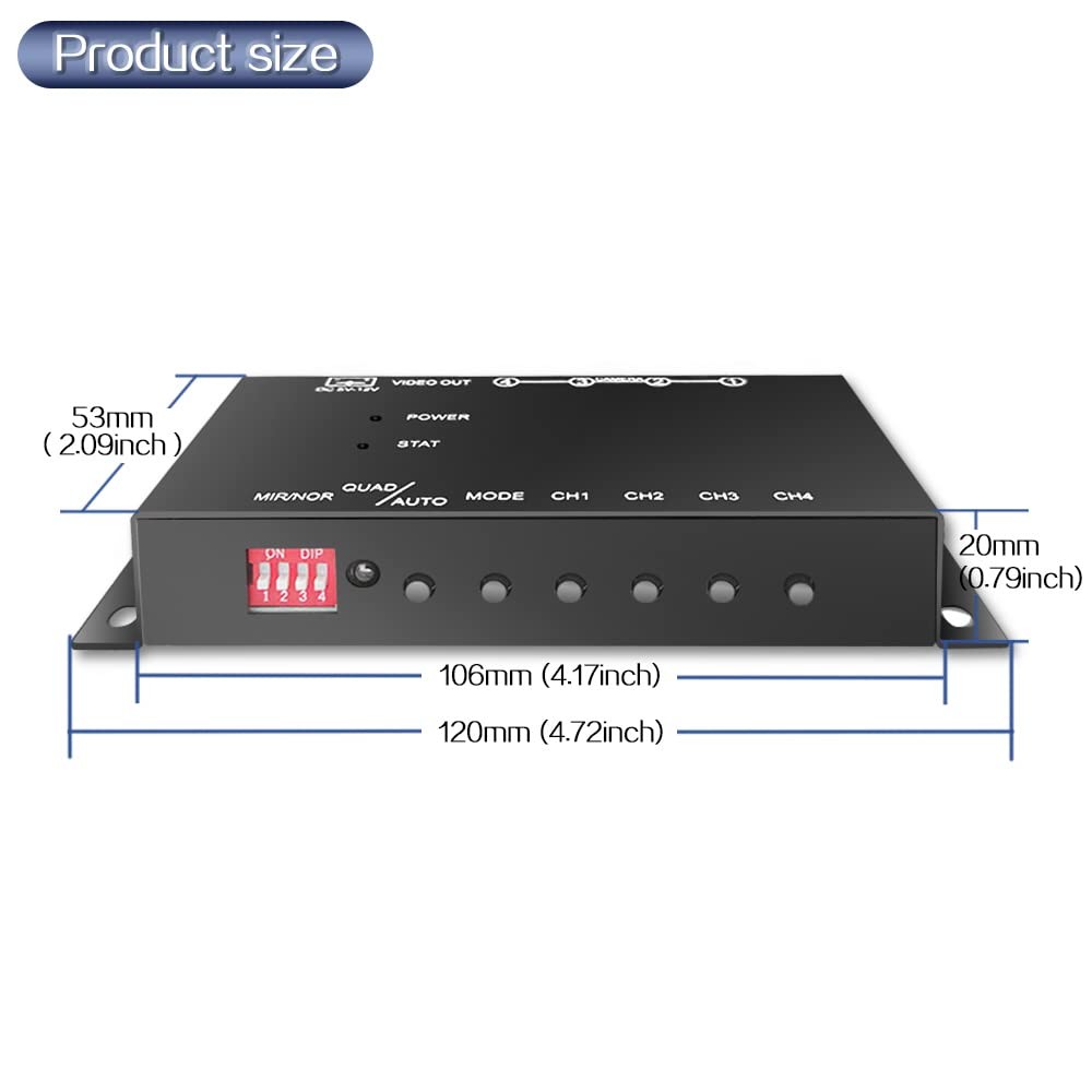 Mini 4Ch Color Video Quads Multiplexer Splitter Processor for CCTV Security C...
