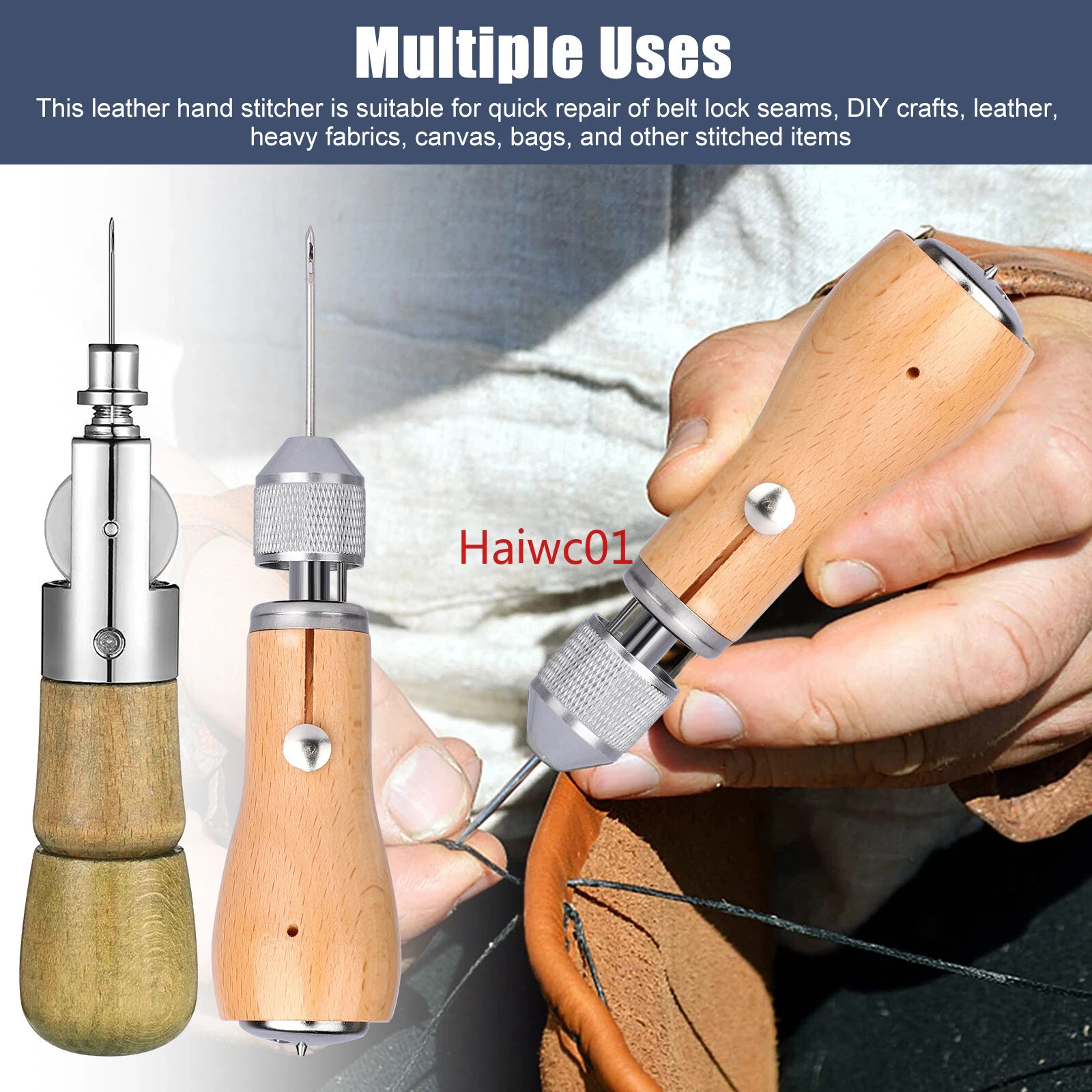 Speedy Stitcher Sewing Awl Set for Leather Canvas Shoe Repair with Waxed Thread