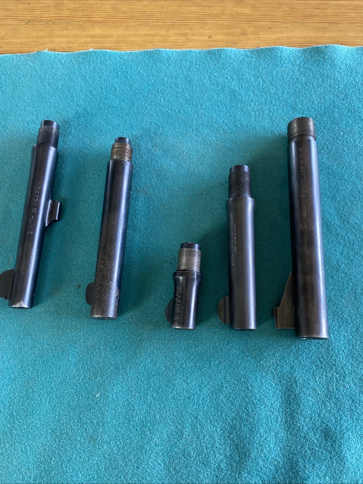 Gunsmith  Lot of 5 Pistol Barrels, 3 Colt, 1 Ruger. 1 S & W All Take Offs USED