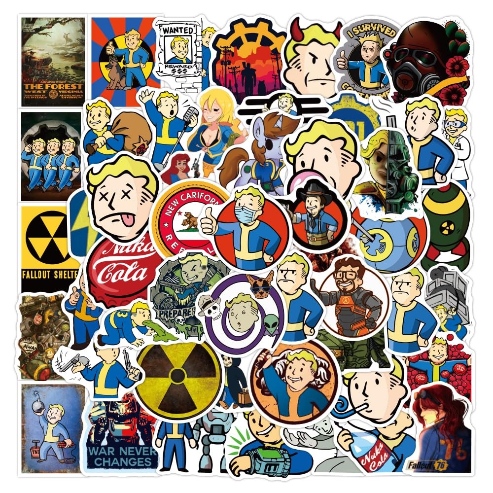 52pcs Game Stickers Pack - Waterproof Vinyl Decals for Laptop, Water