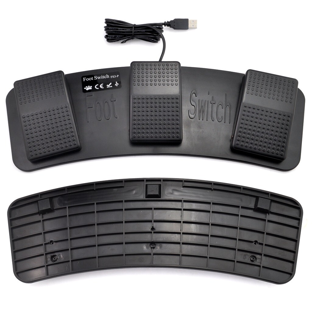 Mechanical USB Foot Control Action Three 3 Triple Switch Pedal HID Game PC Media
