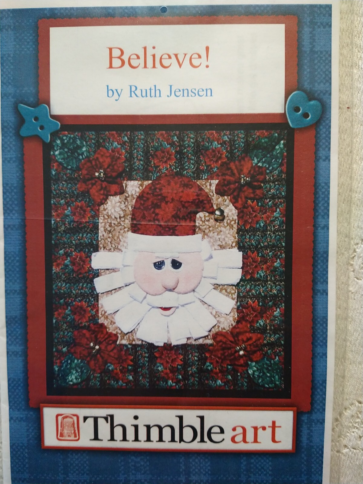 Believe Santa Wall Quilt Pattern by Thimbleart 18" x 20"