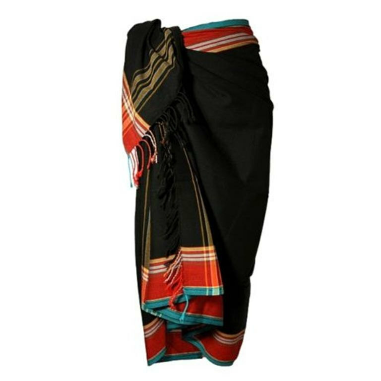 African Kikoy -Beach Kikoi Wrap/ Swimwear Coverup Sarong (Black) - Summer Sarong