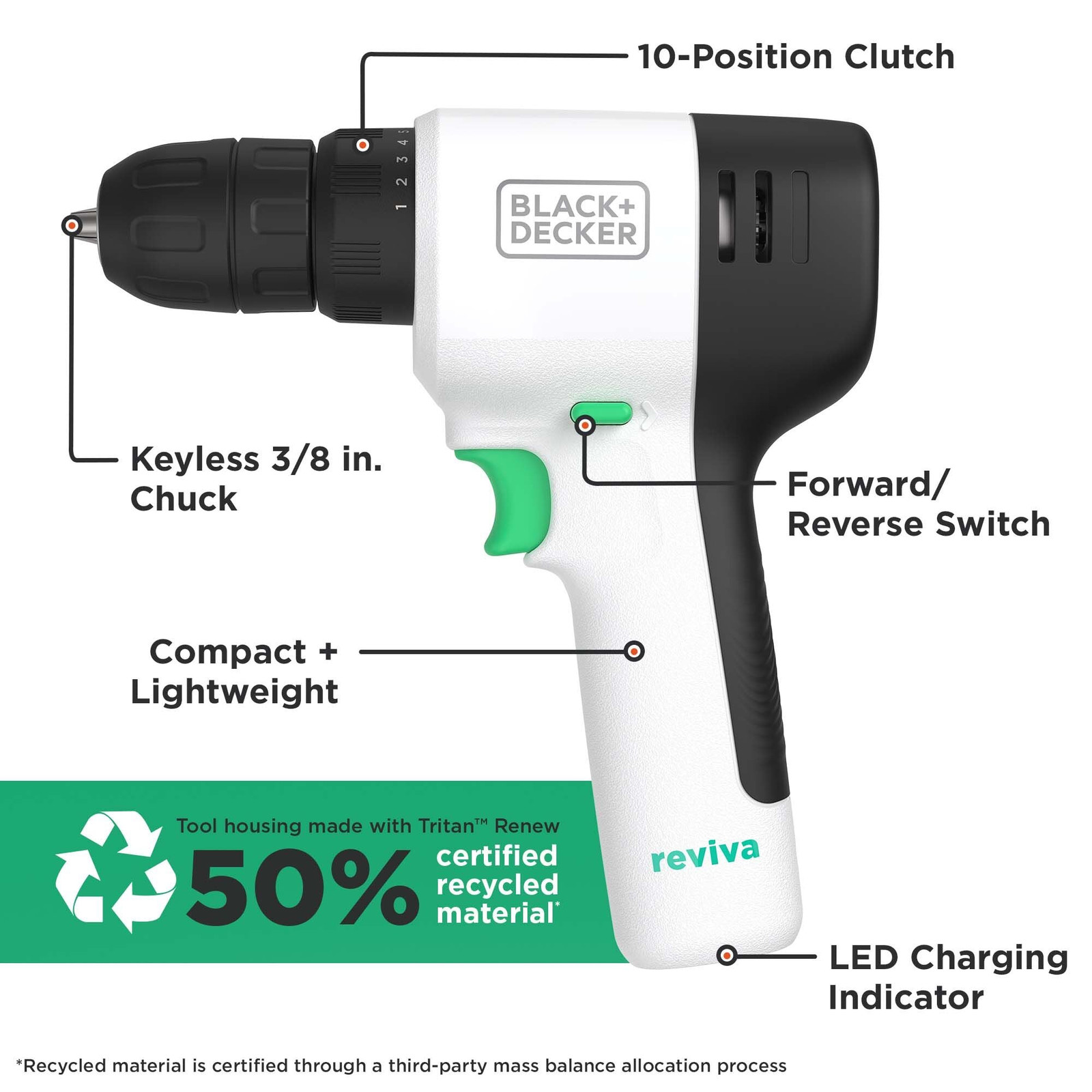 BLACK+DECKER Reviva 12V Drill - REVCDD12C