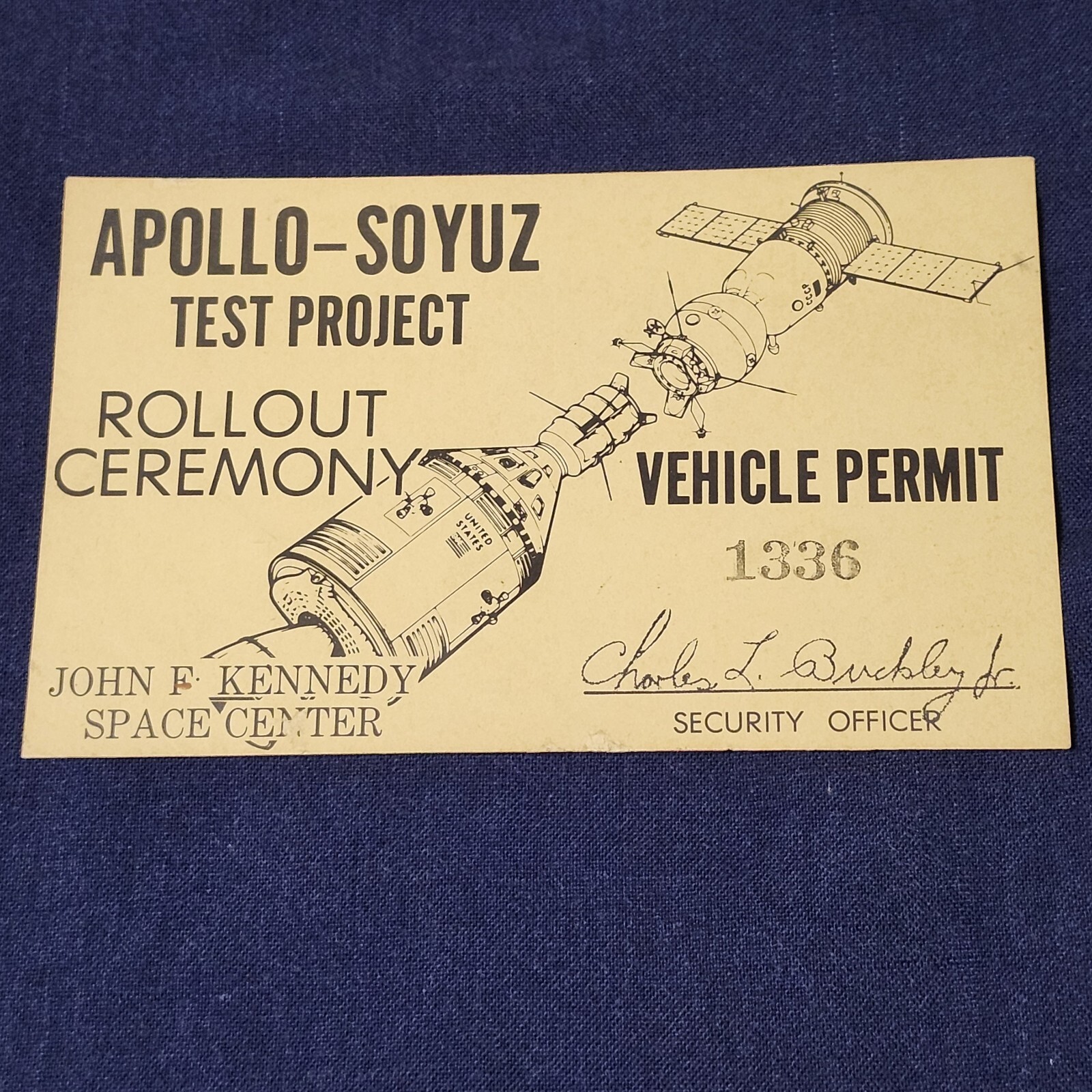 Vintage Nasa Parking Permit Apollo Soyuz Rollout Ceremony