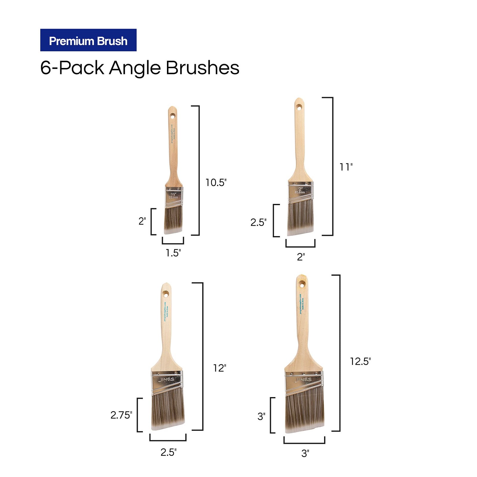 Paint Brushes Set 6 Pack Angle Variety Painting Tool Kit