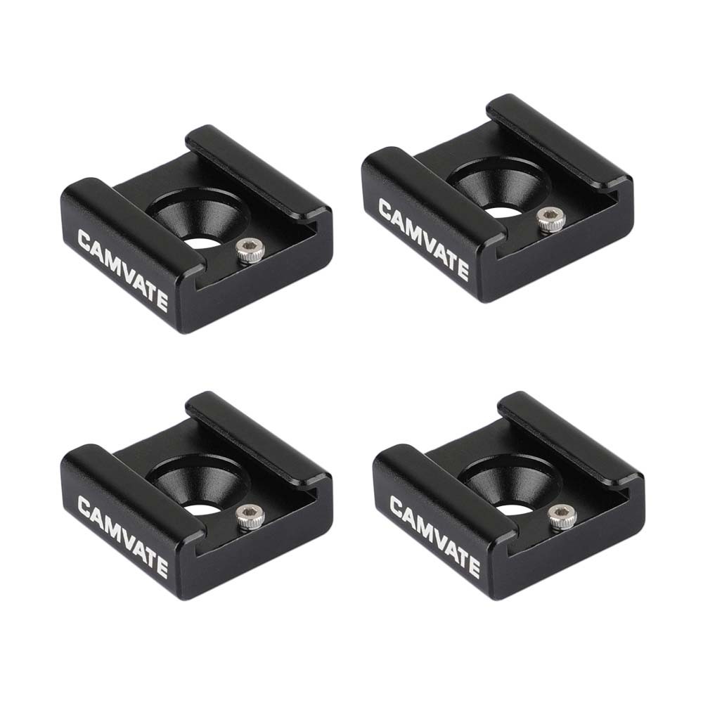 4x CAMVATE Cold Hot Shoe Adapter with 1/4" mounting hole fr DSLR Rig Flash Light