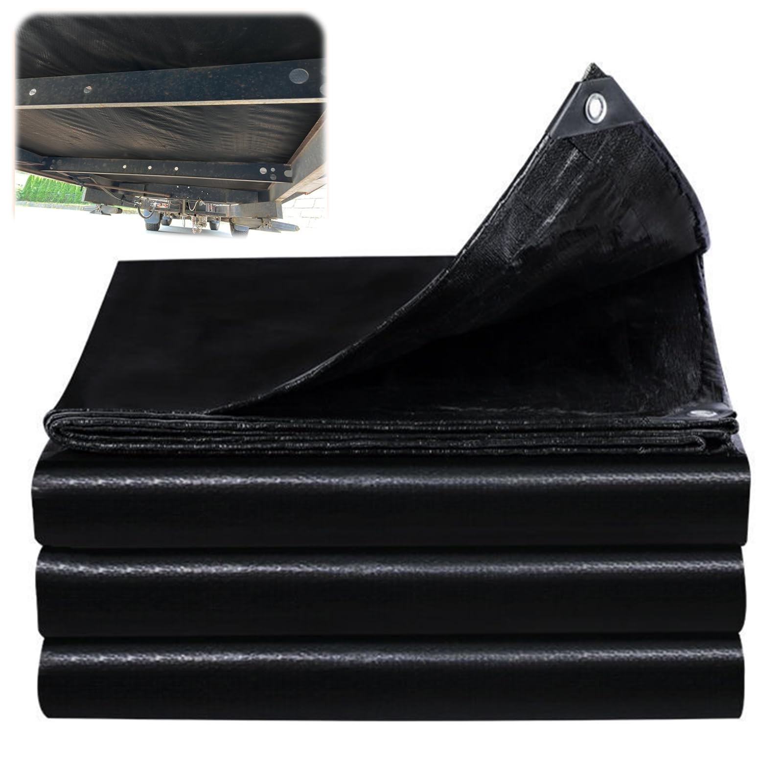16x10ft Mobile Home Bottom Board PE Fabric Underbelly, 16'×10', Black