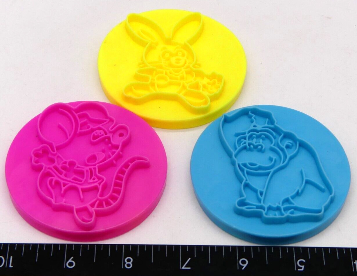 Lot 3 Vintage Mold Shape Cookie Cutter Top Parts Rabbit Mouse Gorilla Play-Doh