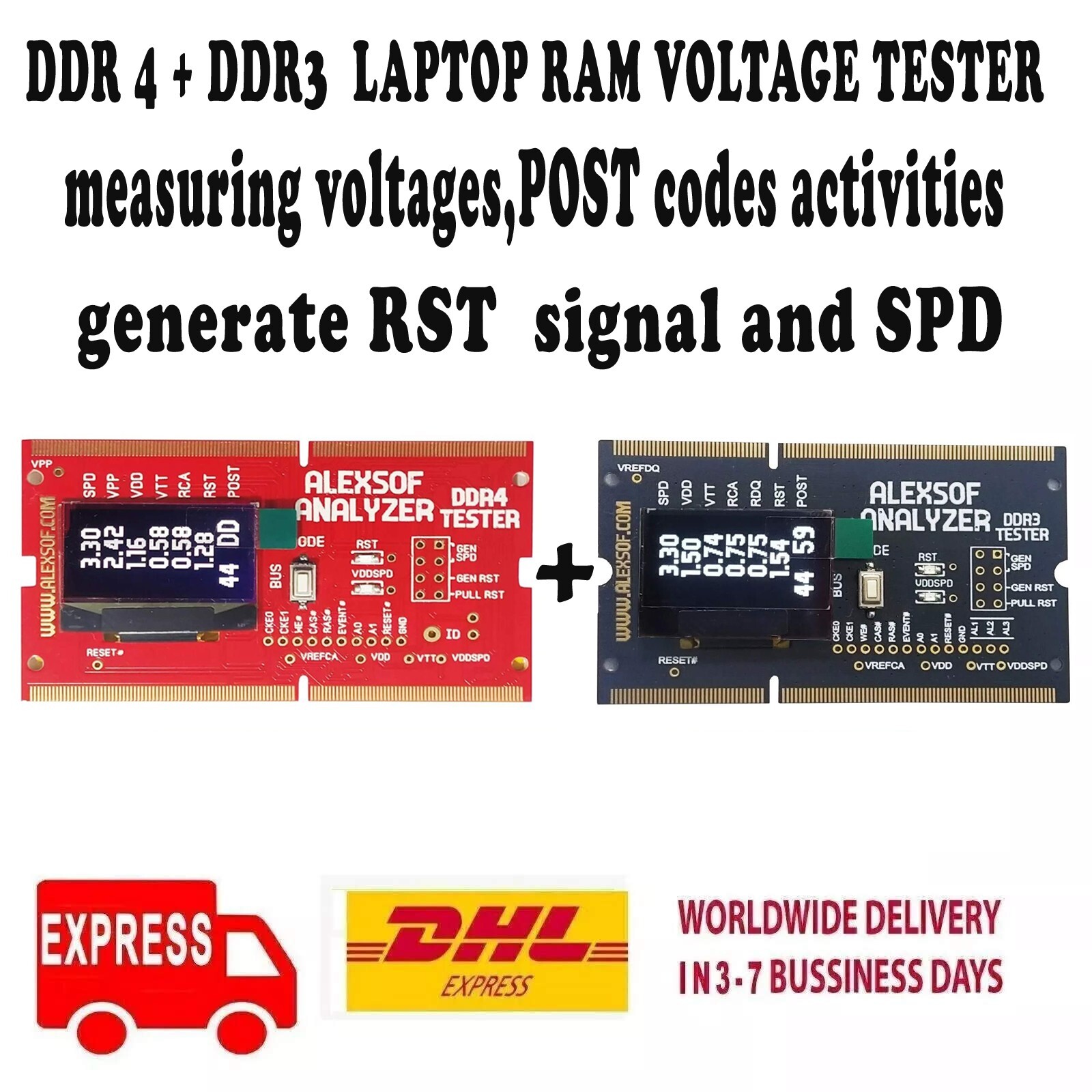 DDR4 +DDR3 LAPTOP RAM VOLTAGE TESTER measuring voltages,POST codes activities