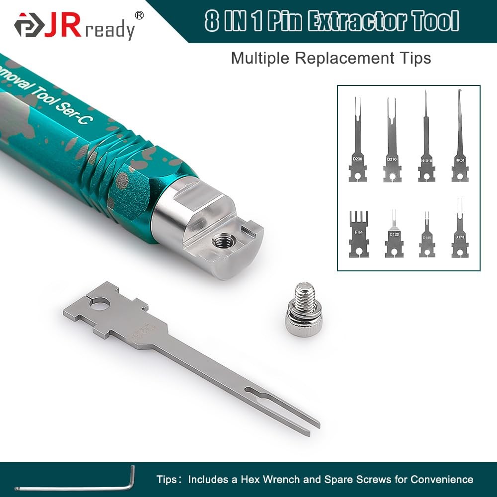 Pin Extractor Tool Terminal Removal Tool with Replacement Tips 8 Pcs