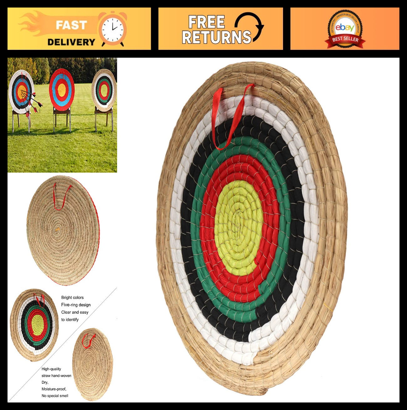 Backyard Straw Archery Target - 20" Recurve & Compound Bow Practice for Kids & A