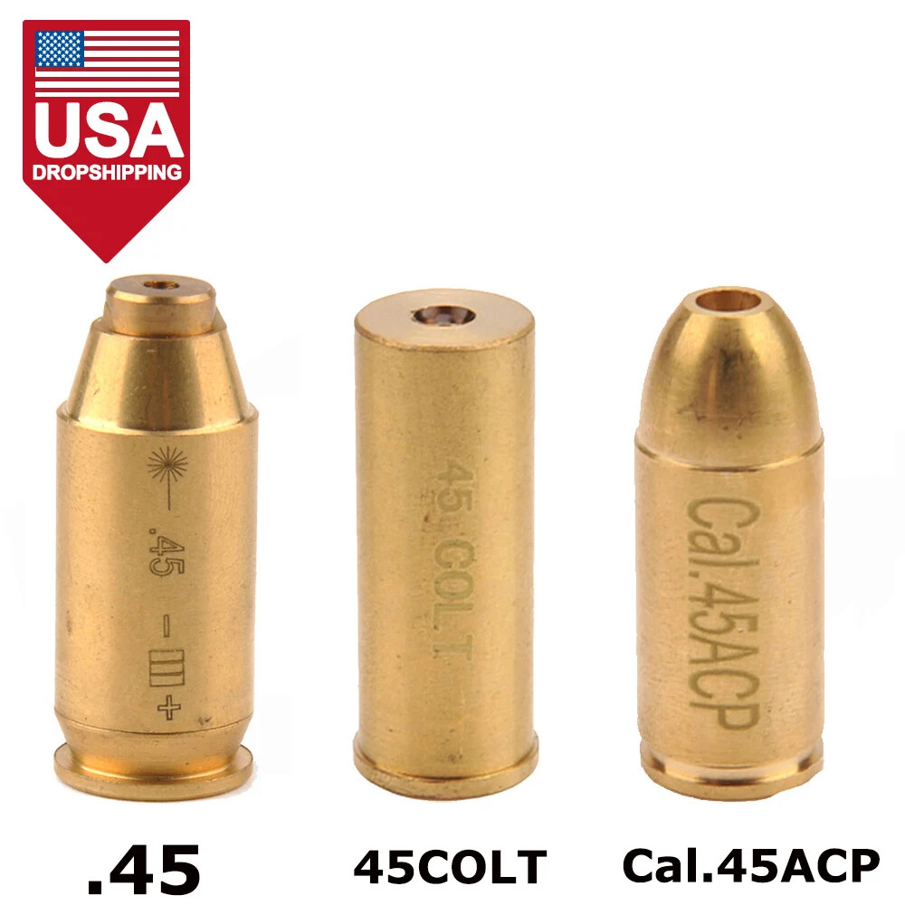 Red Laser Bore Sight .45 45 ACP 45 COLT Bore sighter Brass Cartridge Boresighter