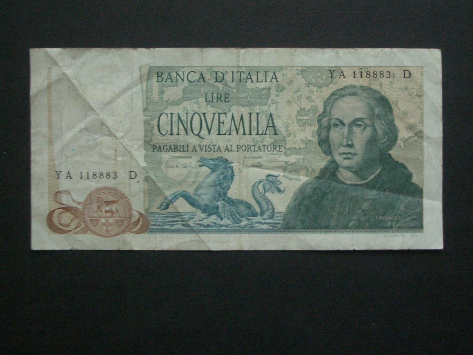 **Collectable 1973 Italy 5000  'NVF'  Banknote