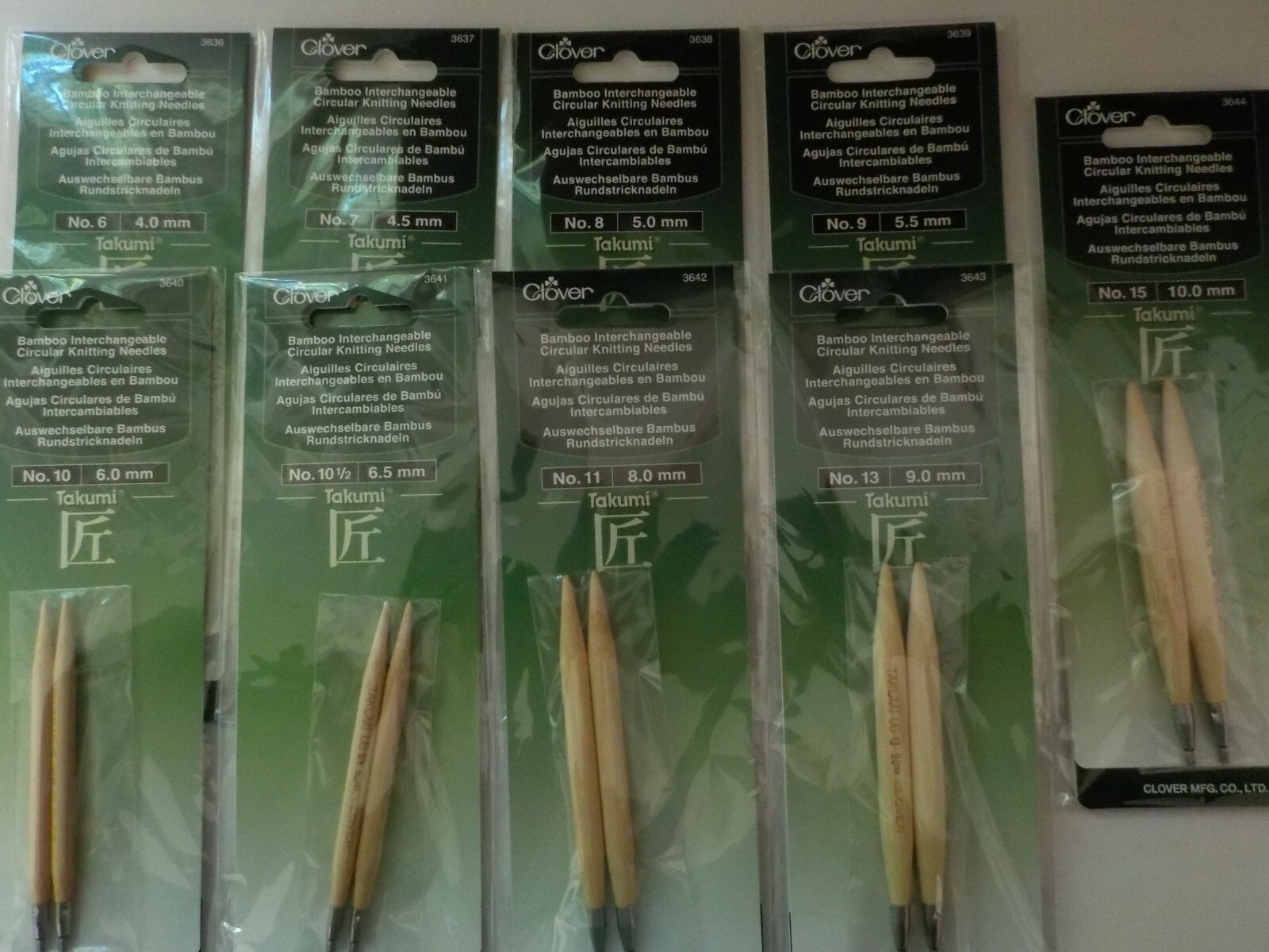 Clover Bamboo - Interchangeable  Knitting Needles -FREE SHIP - Sizes  6  10  15