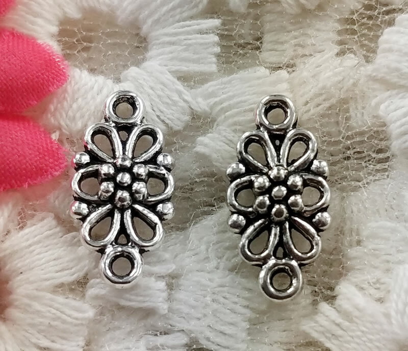 Free Ship 120 pcs Antique silver flower connectors 16x8mm H-5045