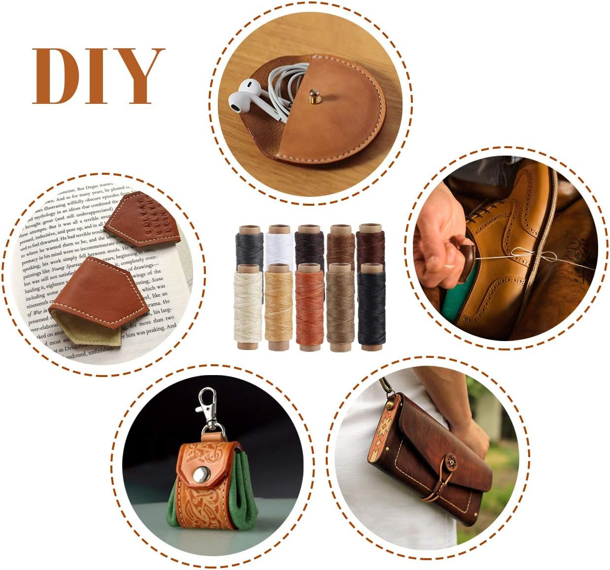 Ilauke Leather Sewing Kit 31Pcs Waxed Thread Leather Stitching Kit with Sewing A