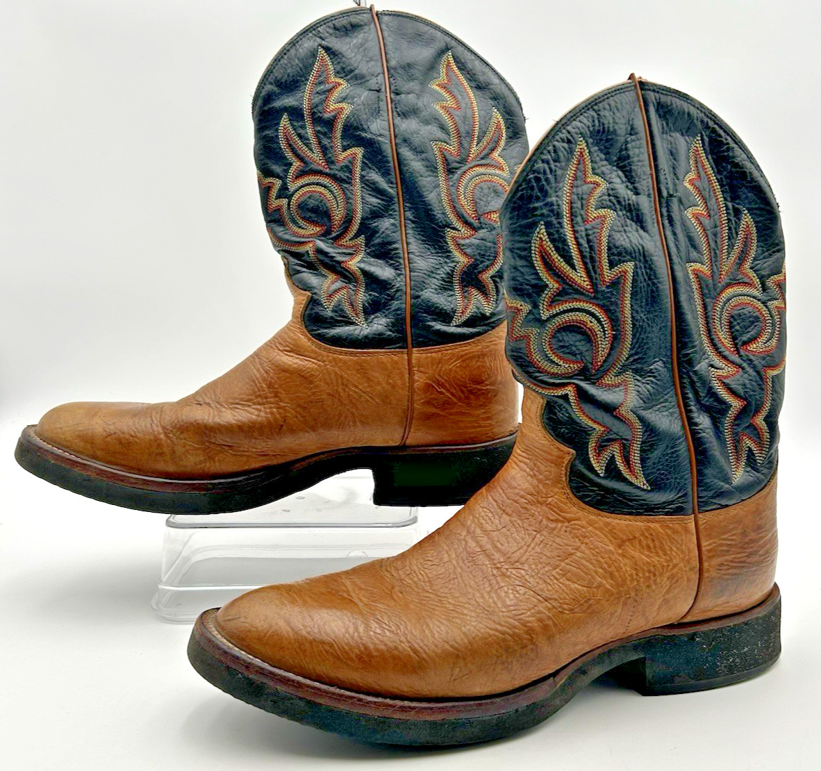 Justin Tekno Crepe Leather Boots Cowhide Mens Sz 10.5 Western Cowboy Rodeo Roper