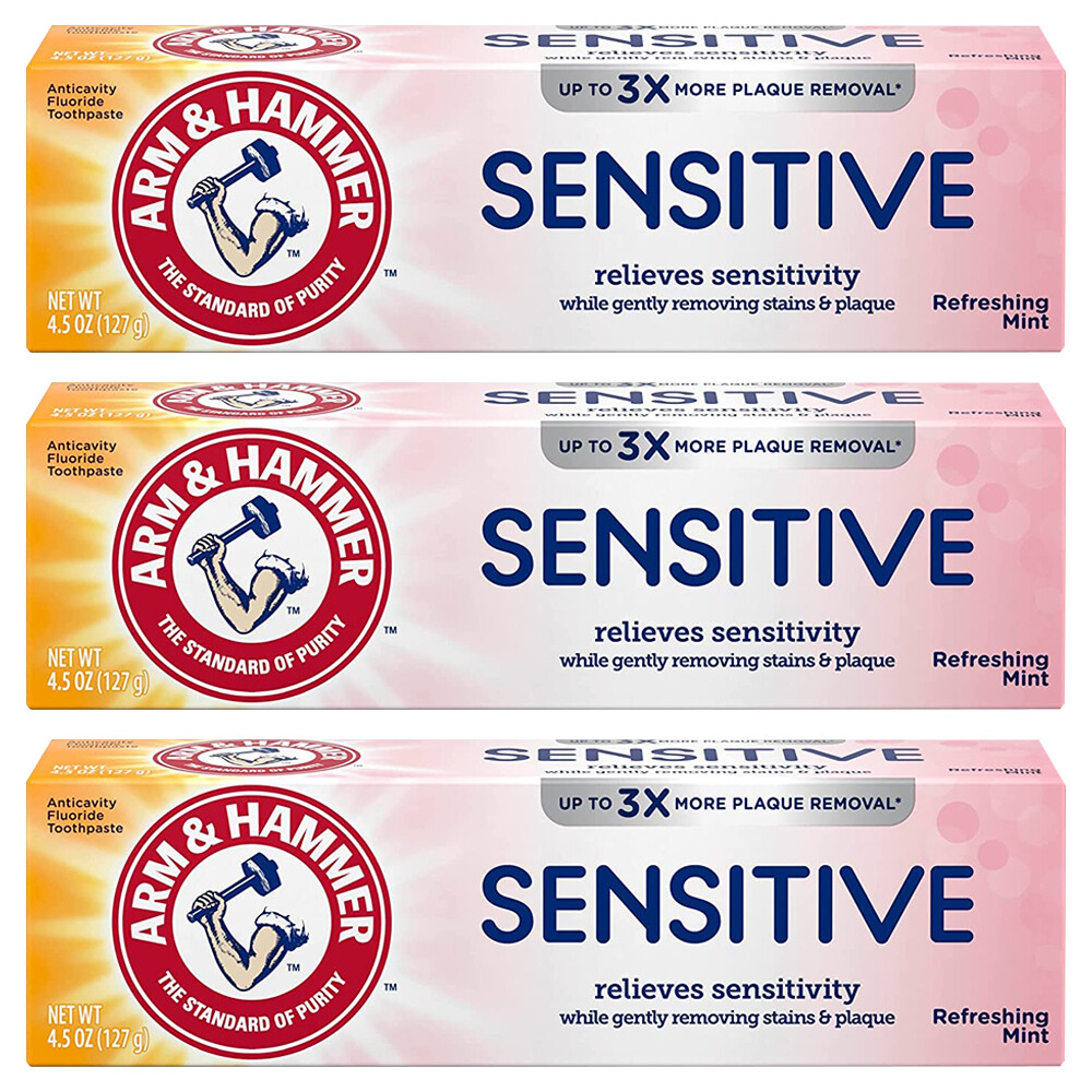 Pack of (3) New ARM & HAMMER Sensitive Teeth & Gums Toothpaste 4.5 oz