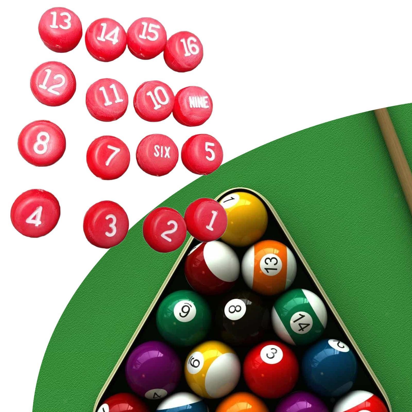 Tally Balls Red Universal 16Pcs Pool Dice Billiard Dice for Kelly Pool Pea Pool