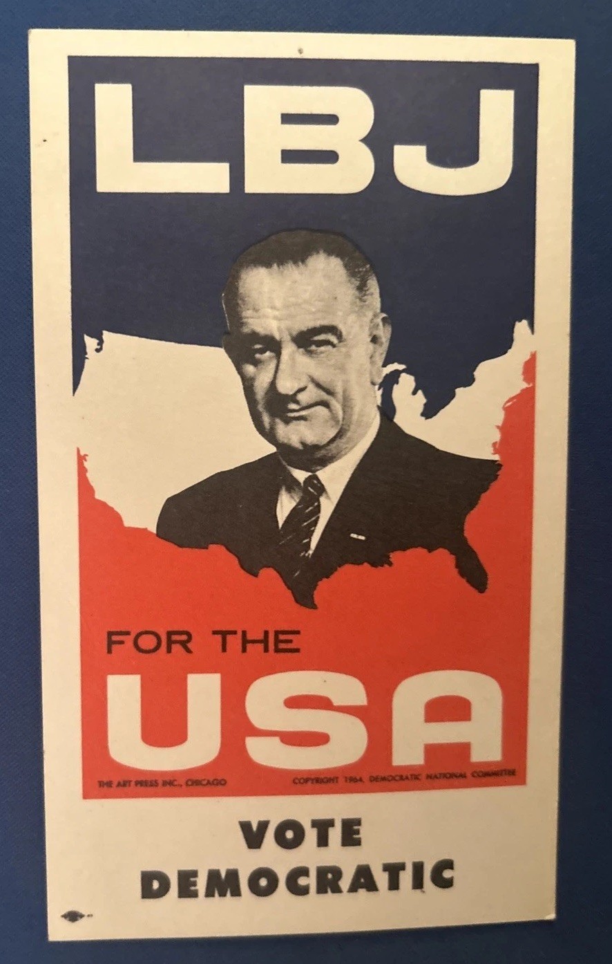 LBJ For The USA Vote Democratic post card  5 1/2” x 3 1/4”