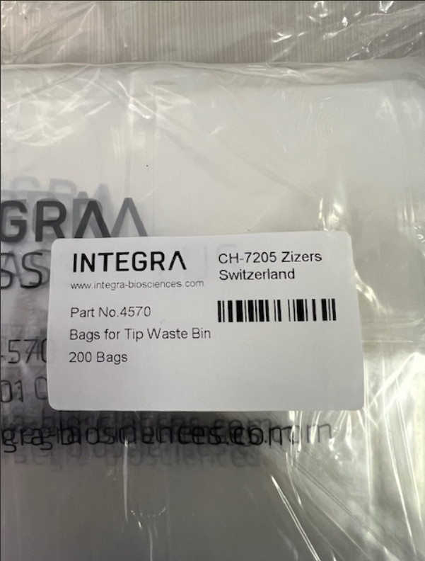 Integra Biosciences 4570 Bags (200) for Tip Waste Bin, CG-7205 Zizers, Free Ship