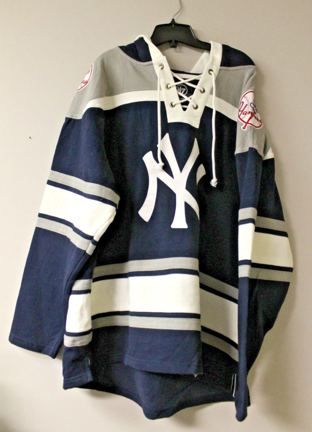 New MLB New York Yankees old time jersey style mid weight cotton hoodie men's L