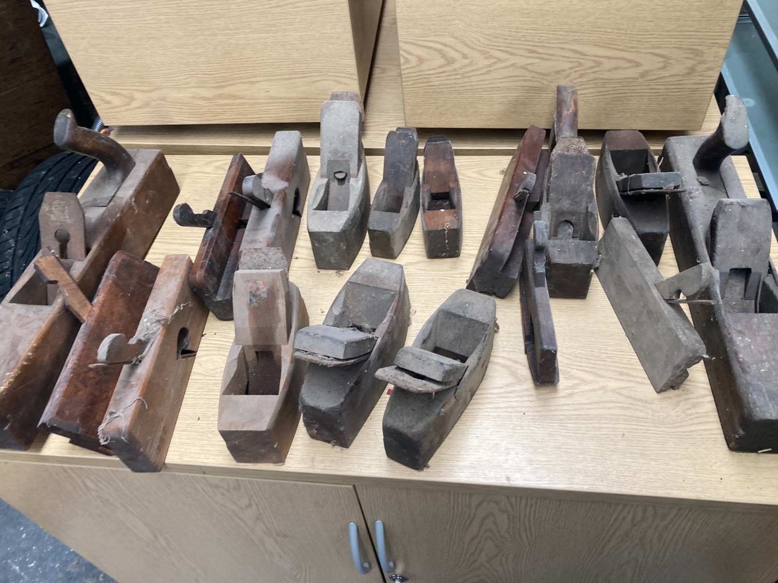 Vintage Old Wooden Planer x 17 as per photos Collectable Woodworking Tools