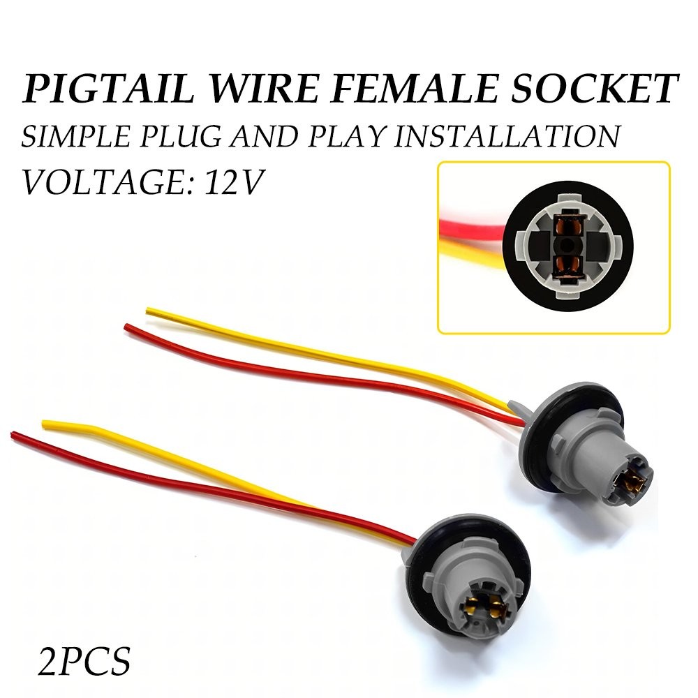 2xUniversal Front Side Marker Light Plug Pigtail Wire Female Socket 194 T10 PGS.