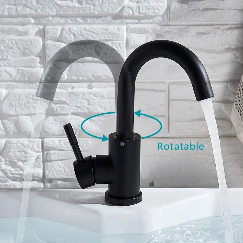 Bathroom Basin Mixer Matt Black/Brushed Nickel Range for Sinks Stainless Steel H