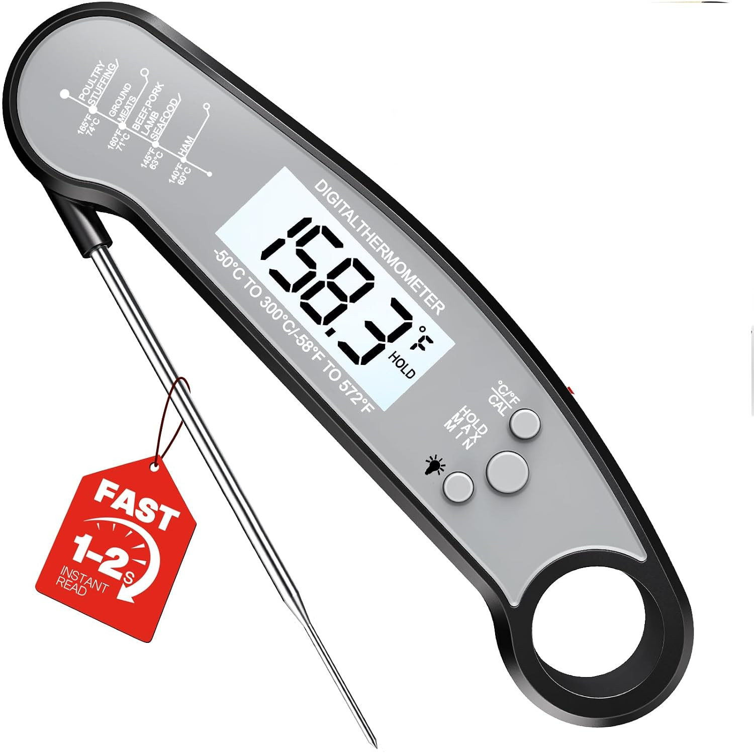 Meat Thermometer Digital – Instant Read Food Thermometer for Grilling, BBQ, Air
