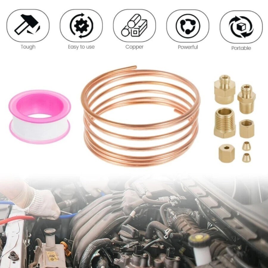 Oil Pressure Gauge Tubing Kit Copper Copper Line Tubing Install Kit W/Fittings .